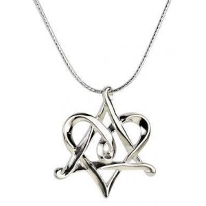 Star of David & Heart Pendant in Sterling Silver by Rafael Jewelry Collares y Colgantes