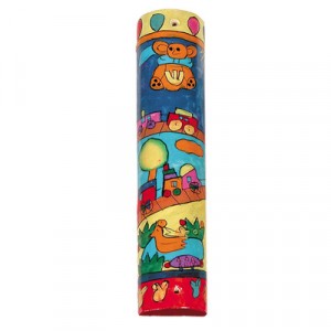 Yair Emanuel Mezuzah with a Teddy Bear and Other Toys in Painted Wood Default Category