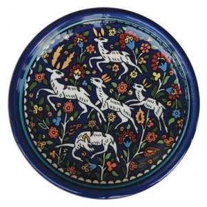 Armenian Ceramic Bowl with Sprinting Gazelles & Flowers Casa Judía
